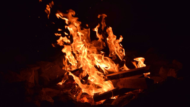 Campfire at the hunting camp